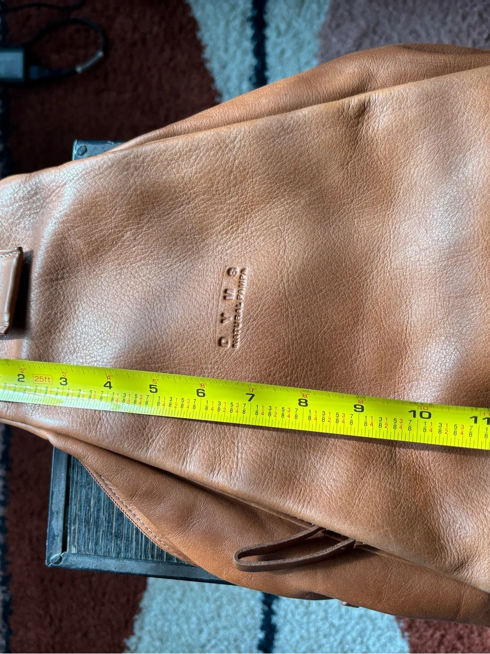 Leather Backpack Tote in Cognac Brown